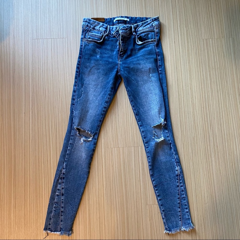 ZARA distressed low rise, skinny jean